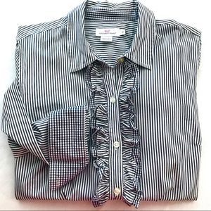 Vineyard Vines Telin Stripe Gingham Ruffle Oxford